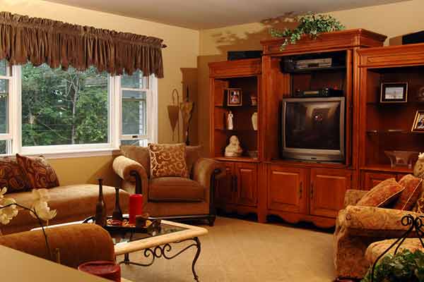 Large Wooden Entertainment Center in Living Room