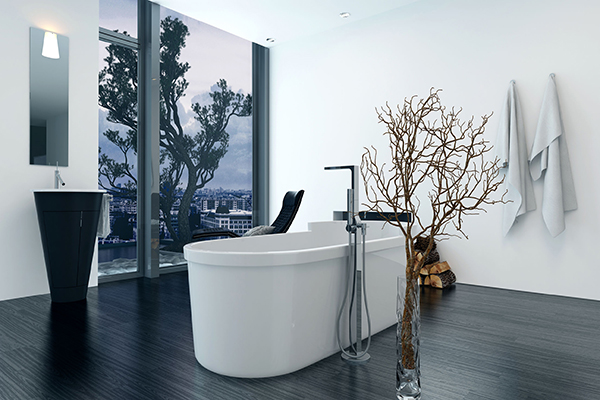 Minimalistic Bathroom Remodel - Bathtub Faces Window