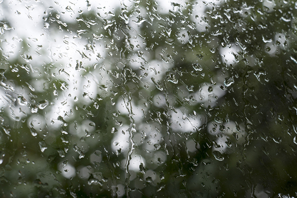 Window with Rain Drops and Moisture