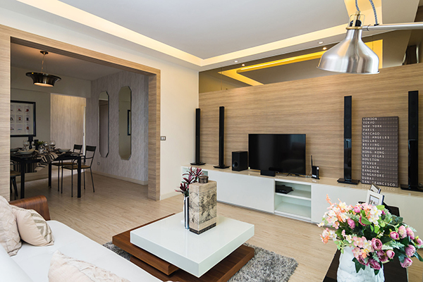 Living room with entertainment center