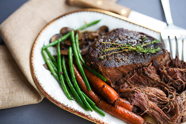 Dinner Plate - Slow Cooker Braised Beef, Green Beans, and Carrots